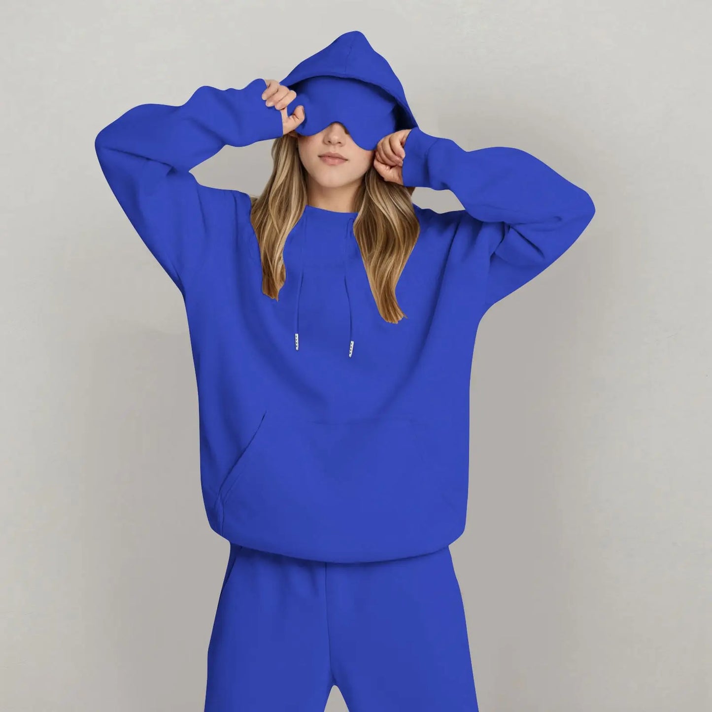 Unisex Hooded Sweatshirt With Built In Eye Mask Loose Fit