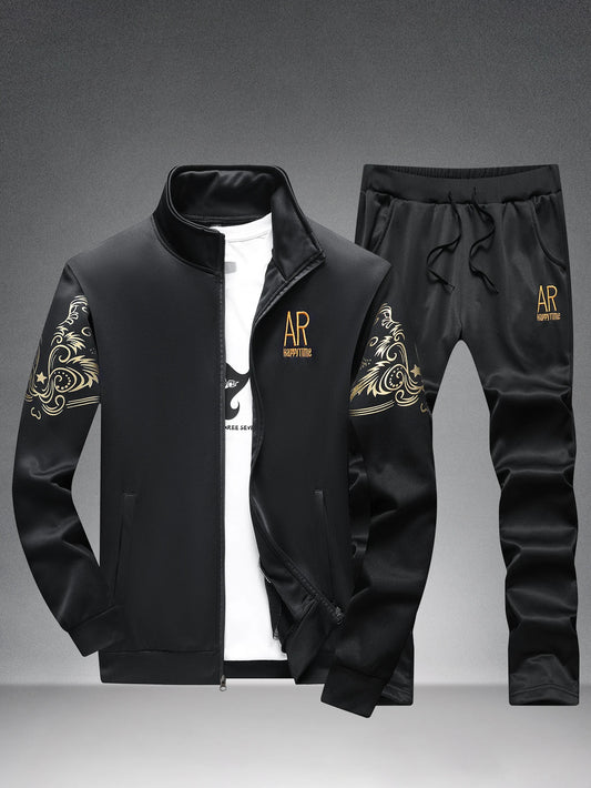 Men's Casual Stand Collar Sports Suit by NoEnName