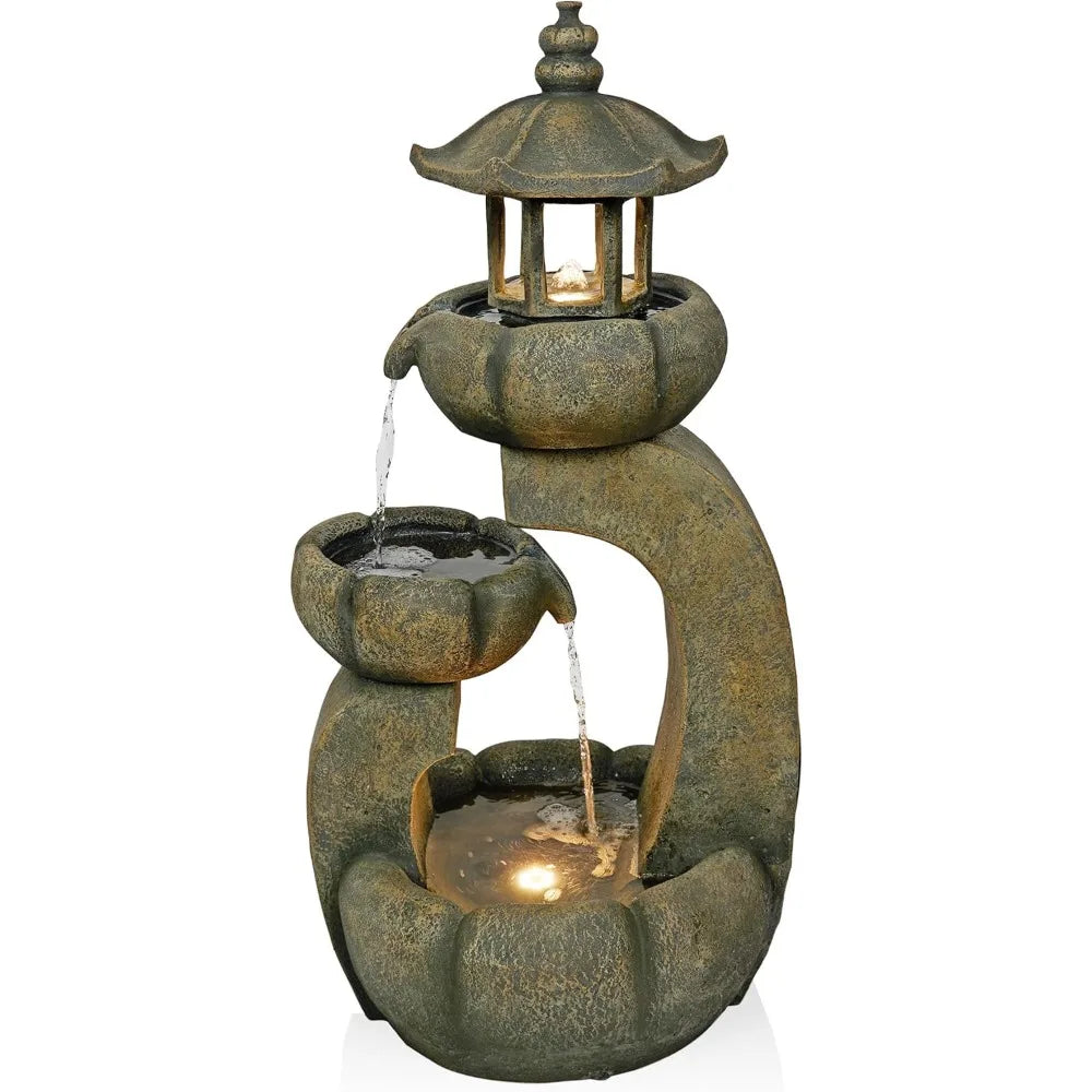 Rainforest Rock Waterfall Fountain With LED Lights