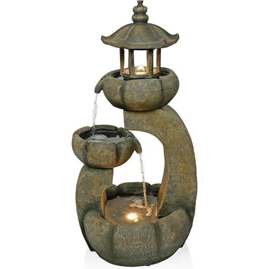 Rainforest Rock Waterfall Fountain With LED Lights