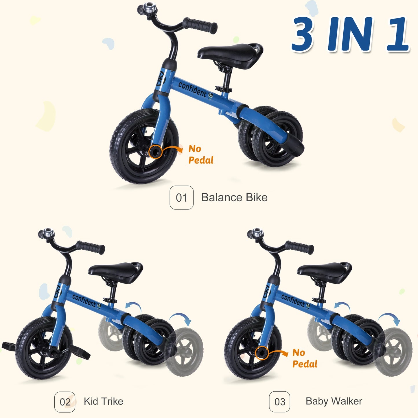 LZDMY Toddlers Tricycle Three In One Ride On Trike