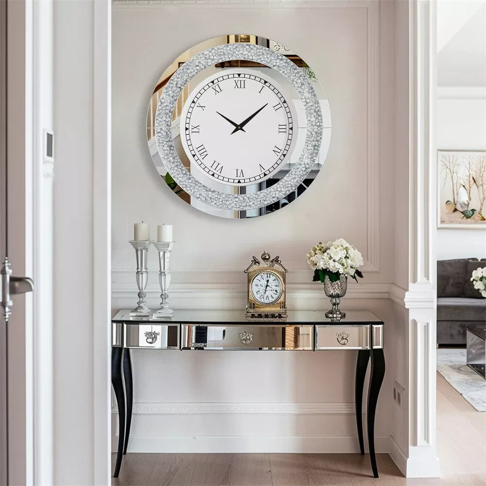 LUVODI Diamond Crystal 3D Wall Clock With Roman Numerals