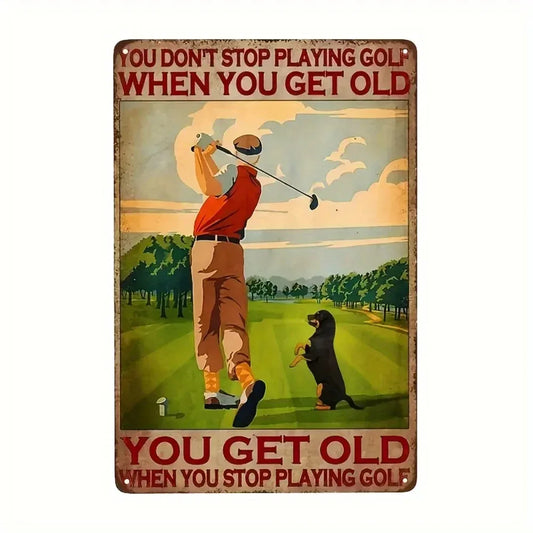Helloyoung Golf Iron Wall Art Rustic Tin Sign