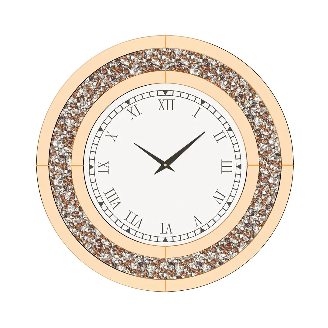 LUVODI Diamond Crystal 3D Wall Clock With Roman Numerals
