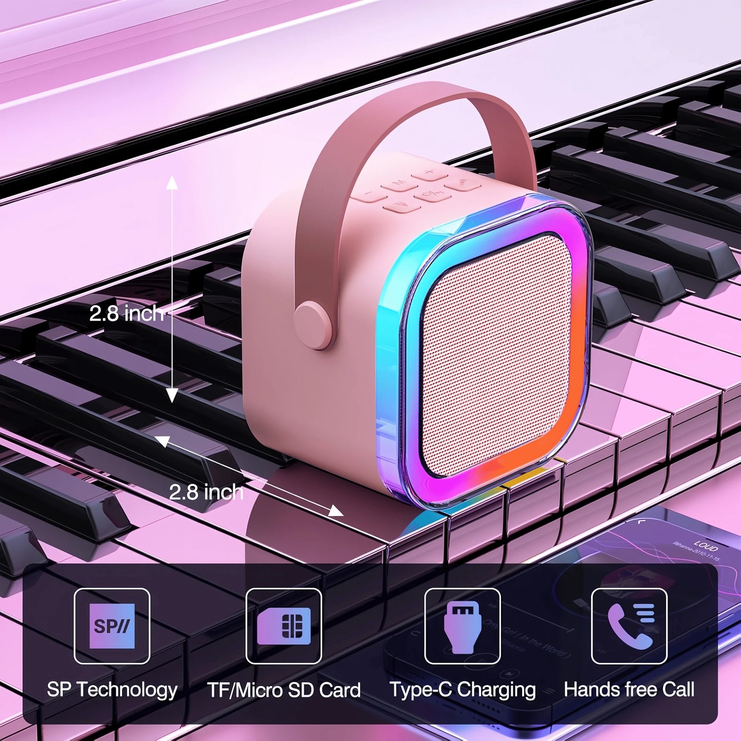 Colorful Lights K12 Karaoke Machine Portable Bluetooth