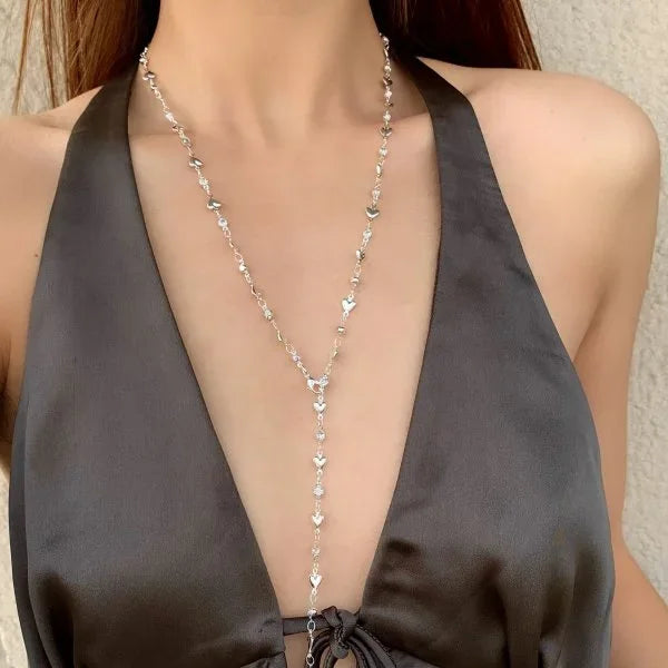 Rinhoo Y Shaped Glass Necklace Collarbone Chain Jewelry