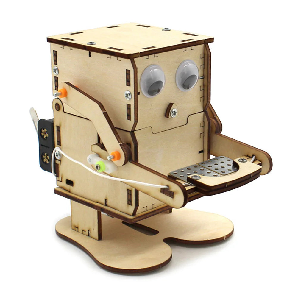 Robot Eating Coin Wood DIY STEM Kit Educational Toy