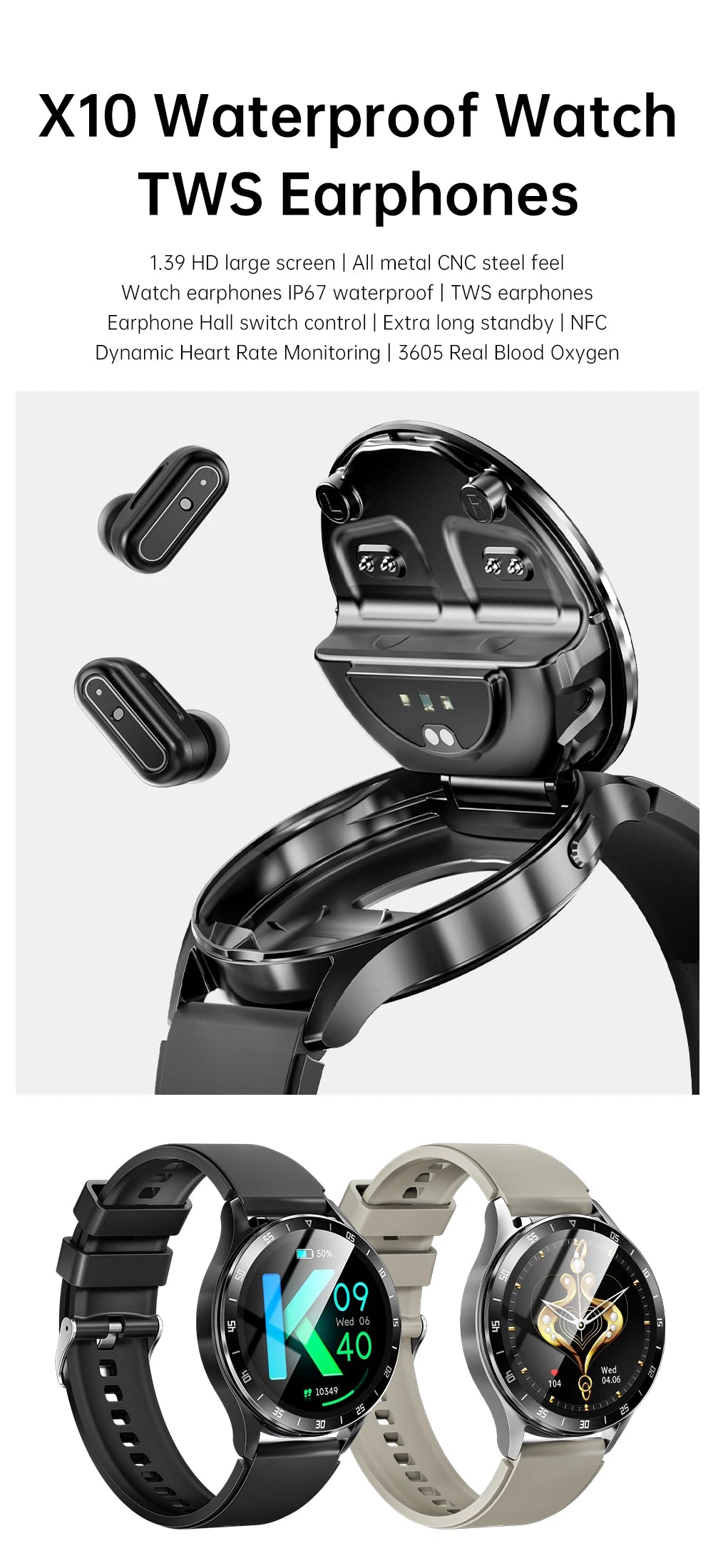 Bluetooth Smart Watch NFC IP67 Waterproof Multi Sports