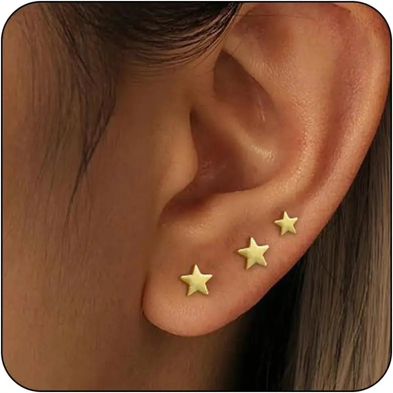 Zhejiang Sterling Silver 3 Pairs Tiny Stud Earrings Women