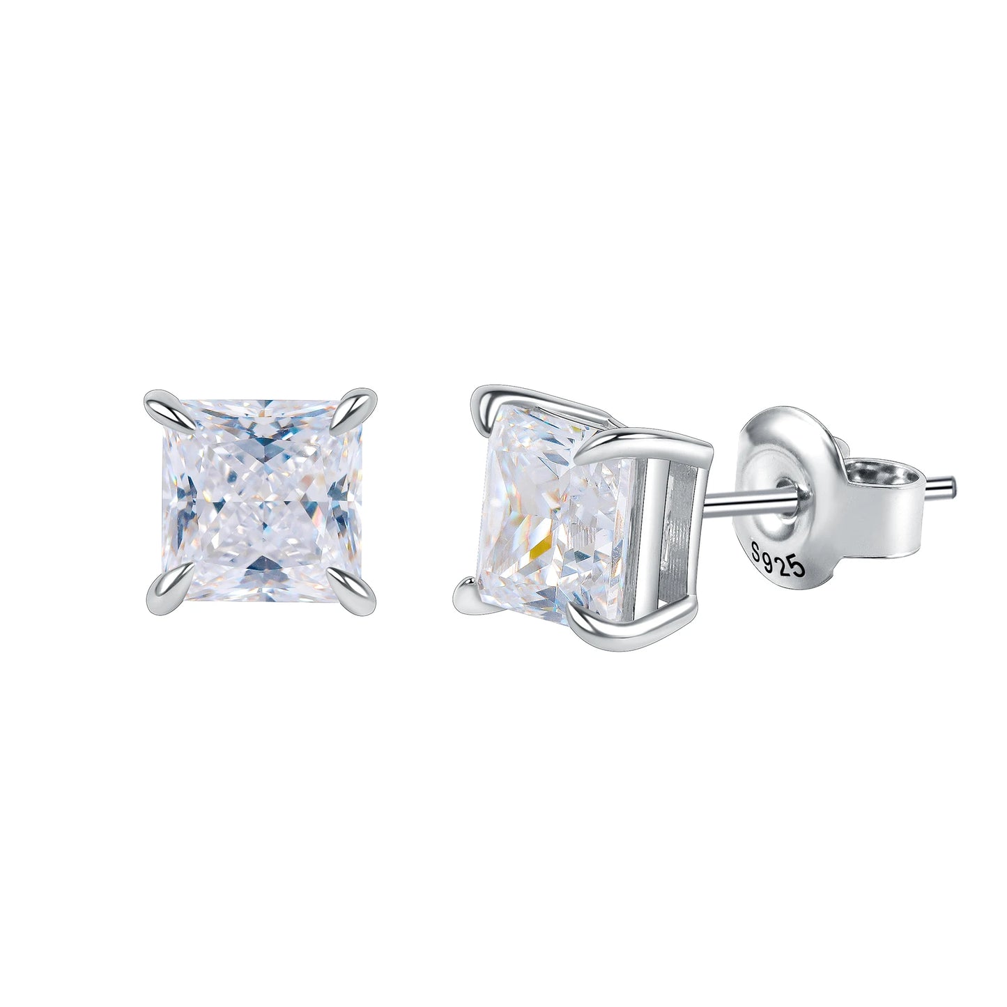 GEM'S BALLET Moissanite Stud Earrings 925 Sterling Princess