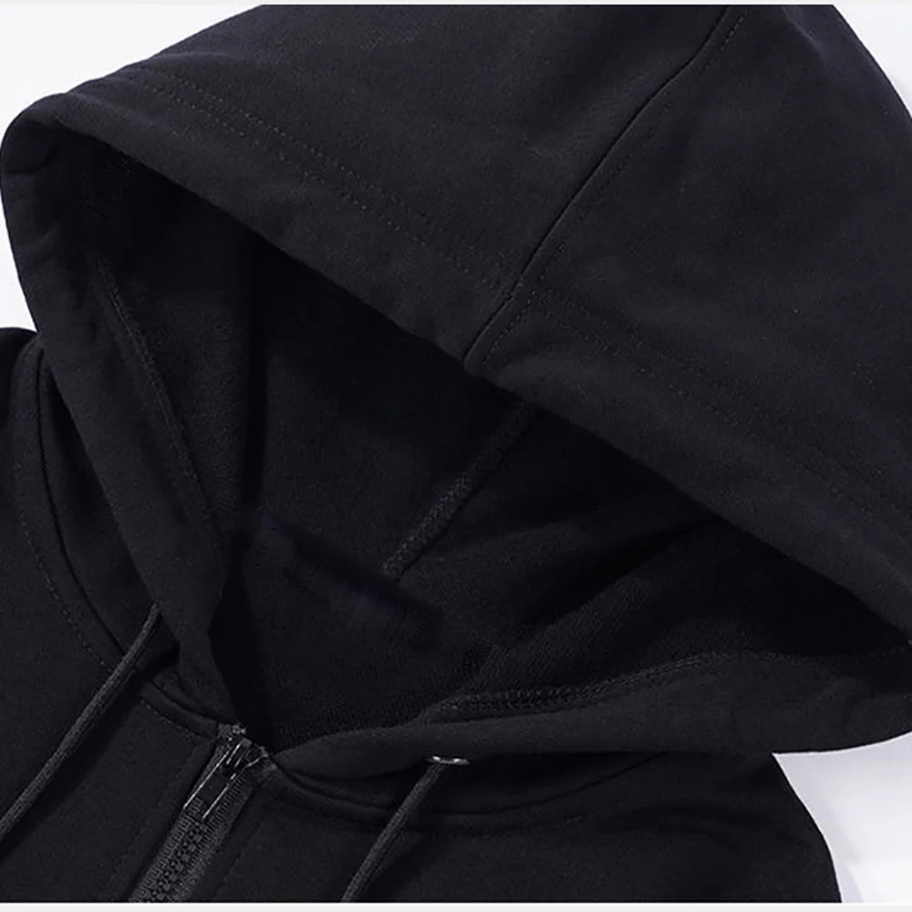 Autumn Men Hooded Jacket With Zipper Closure Sweatshirt