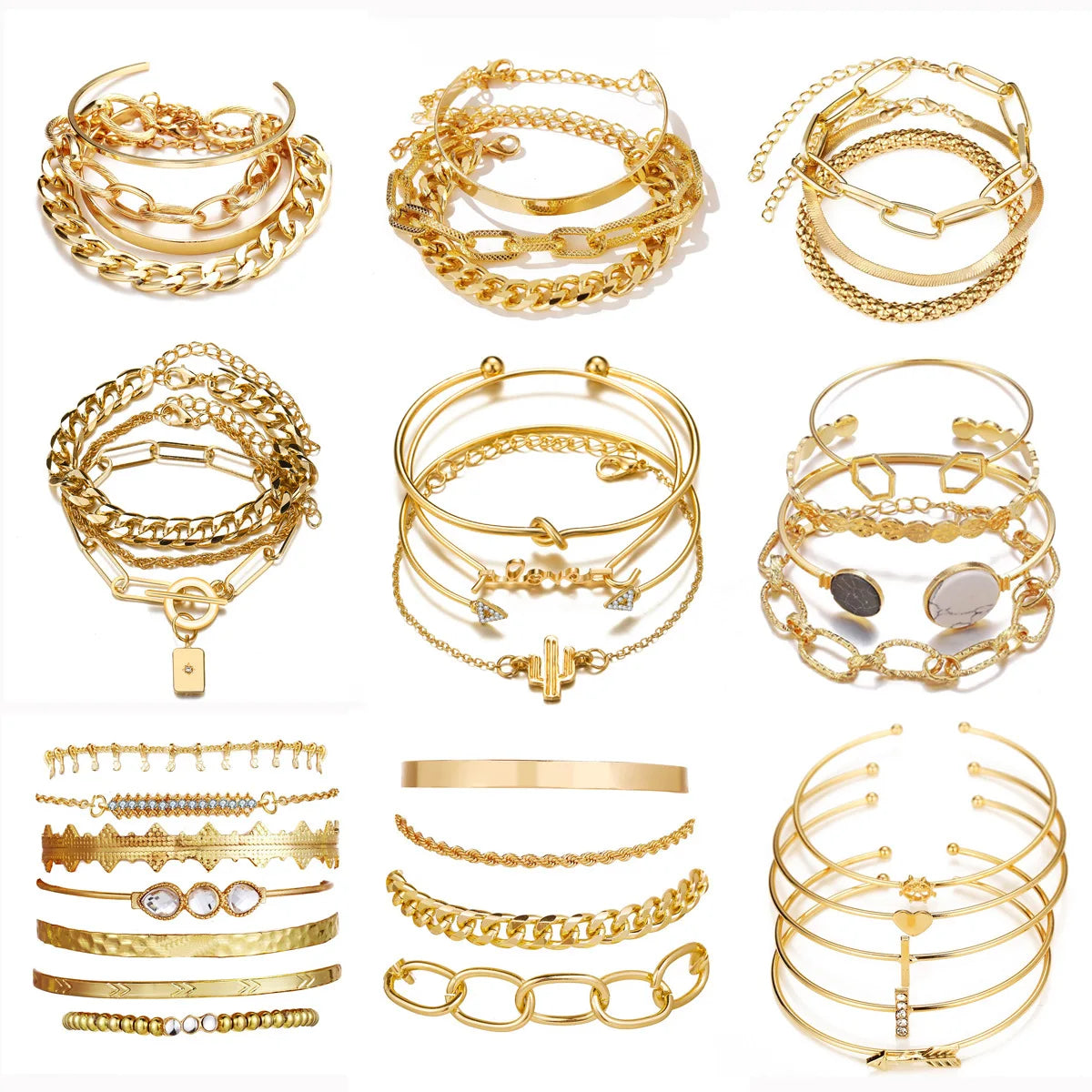 DAIPANCN Bohemian Metal Chain Bracelet Set For Women