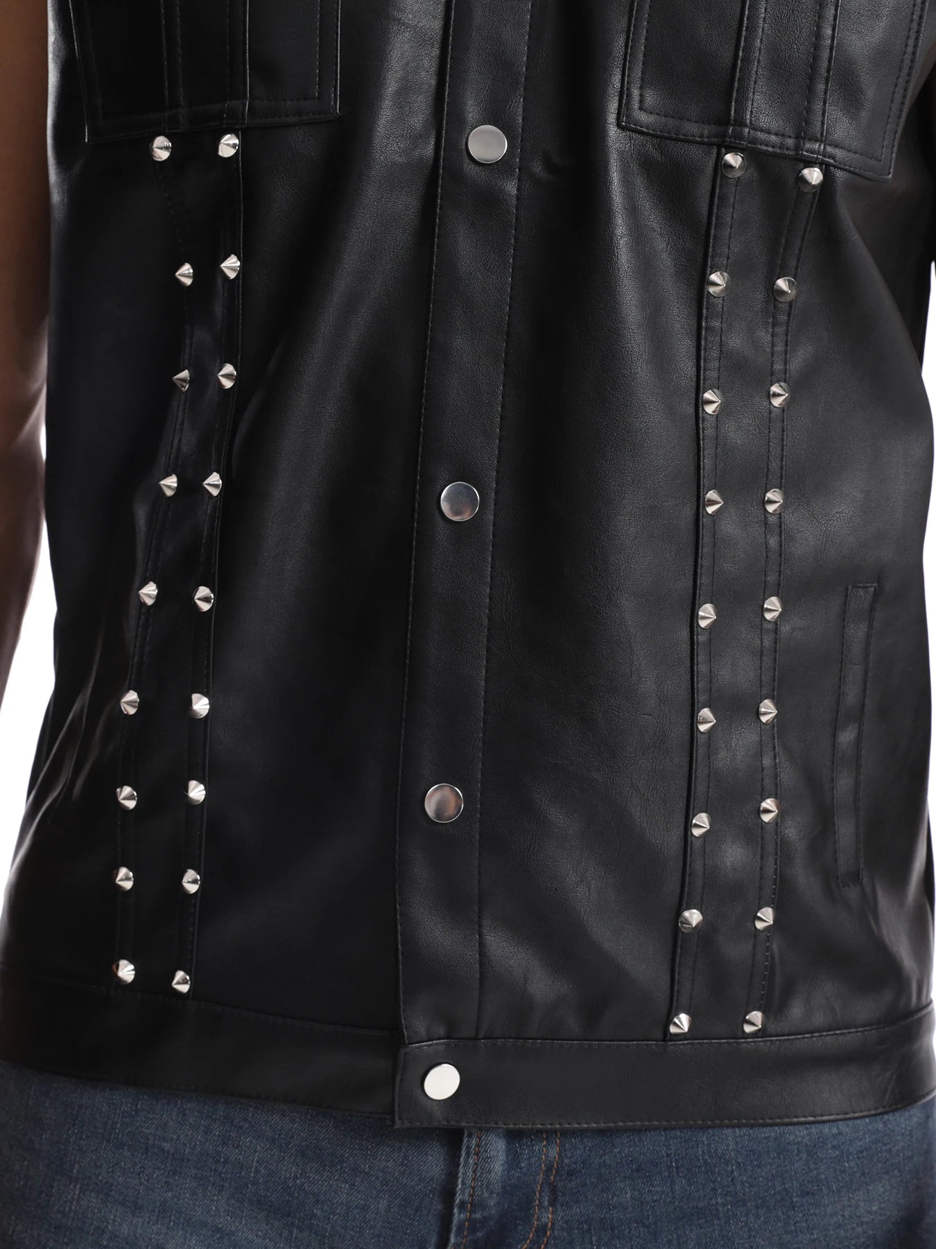 CN Zhejiang Men Punk Sleeveless Waistcoat Denim Jacket