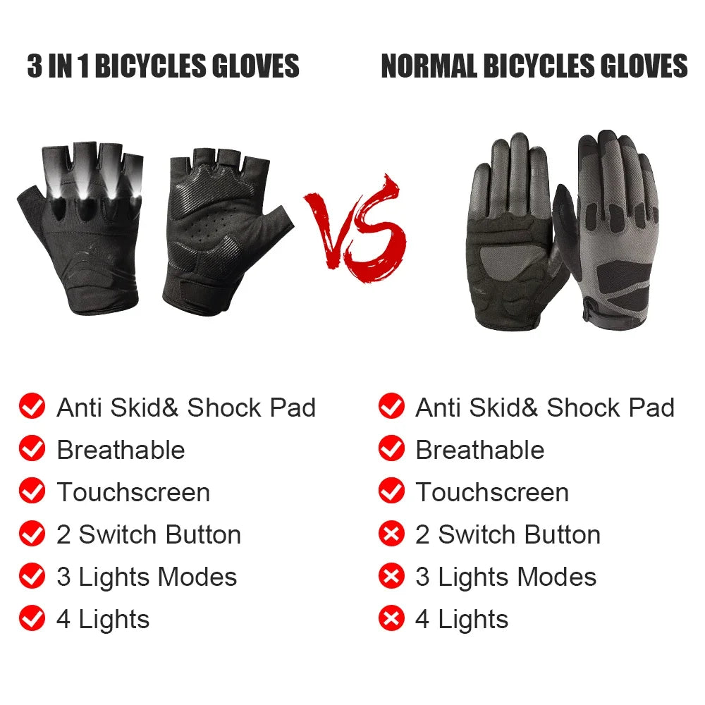 Savior Outdoor Cycling Gloves Half Finger LED Nightview