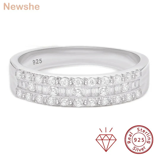 Newshe Moissanite Ring 925 Sterling Silver Half Eternity