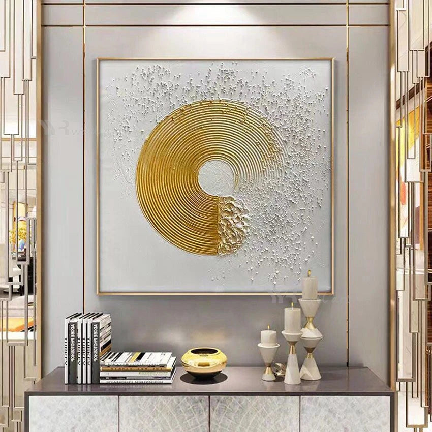 YYR Wall Art Handmade Gold Texture Canvas Oil Painting