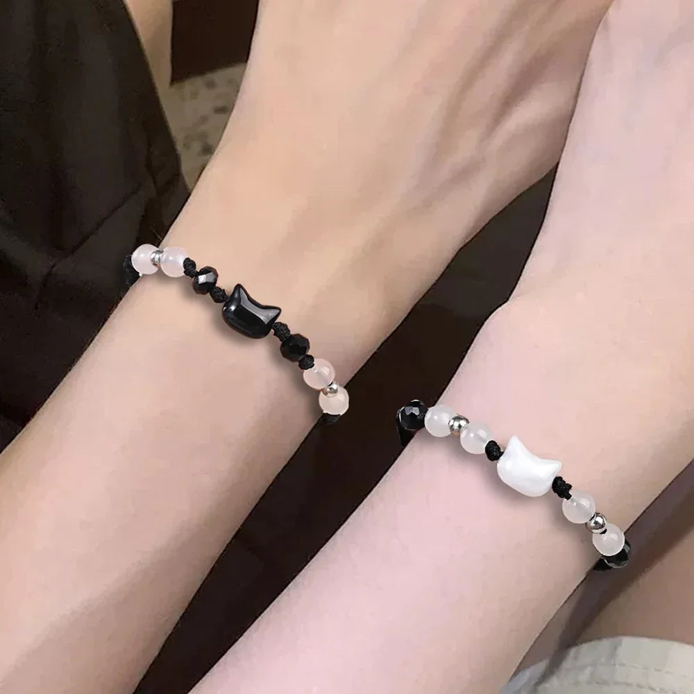 CN Moonstone Obsidian Bracelets for Couples Minimalist Gift