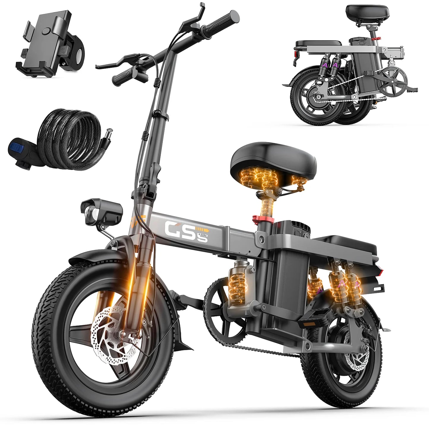 GS5 Electric Folding EBike 750W 48V Removable Battery