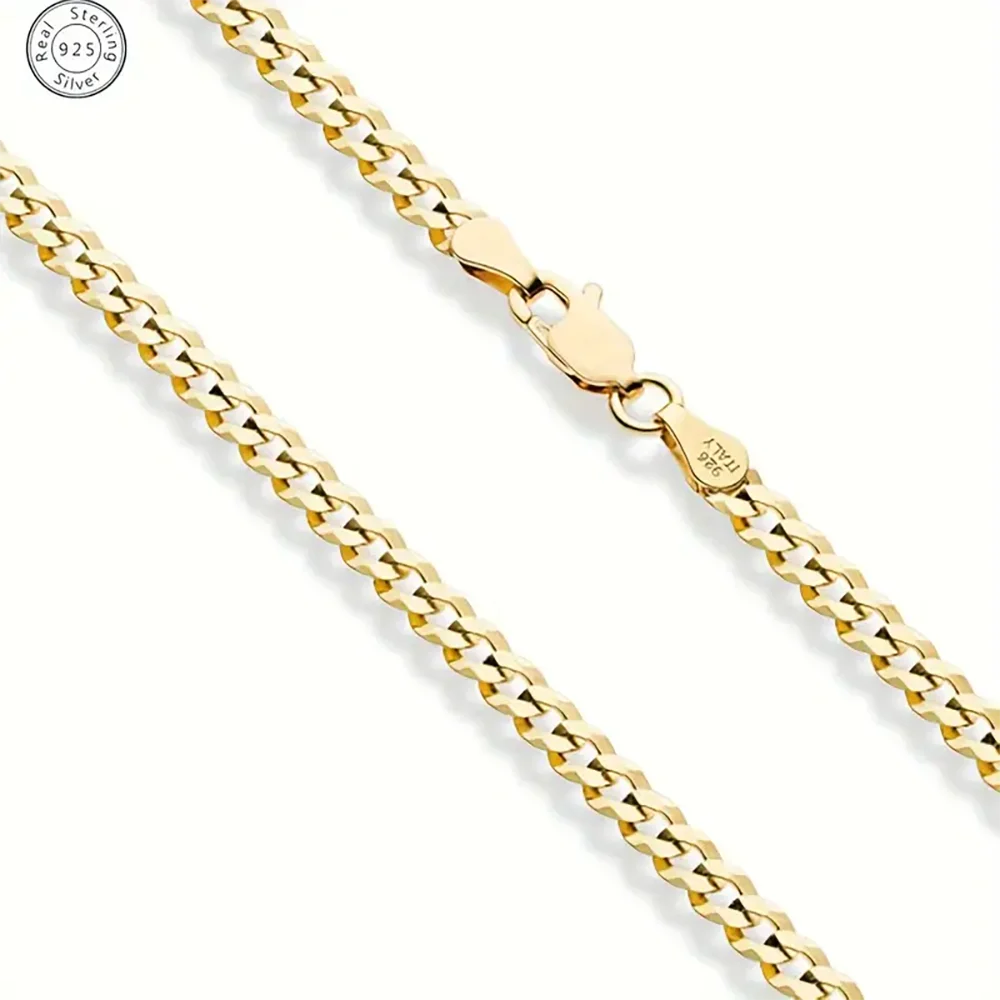 Locomotive Cuban Link Bracelet Punk Rock Style 925 Sterling
