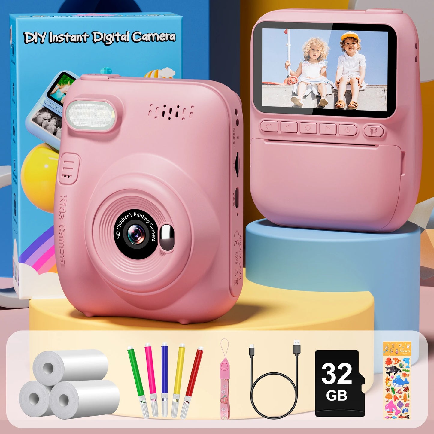 DIAMOOKYCN Instant Print Camera For Kids 32MP HD 1080P