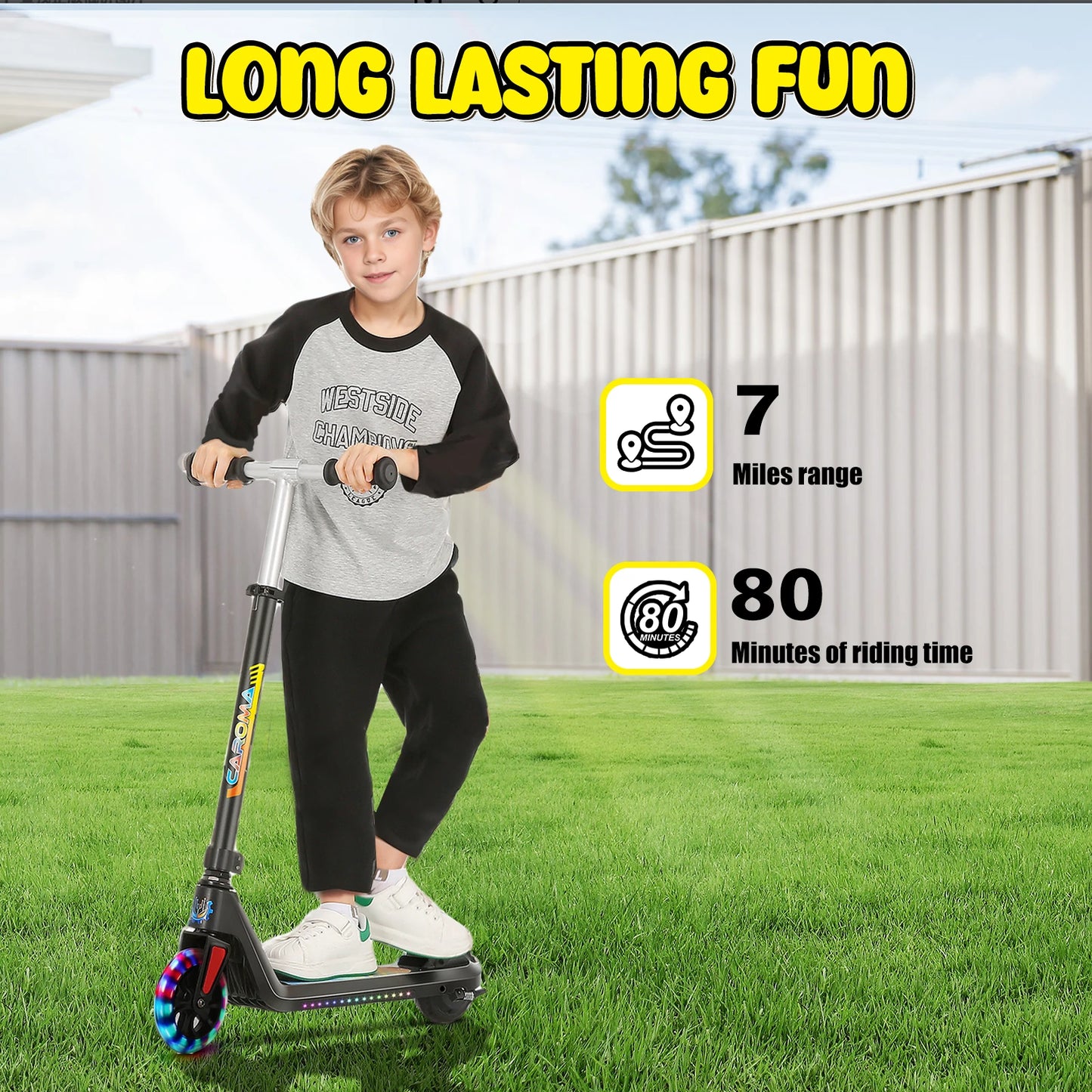 CAROMAC Electric Kids Scooter 120W Foldable LED Display