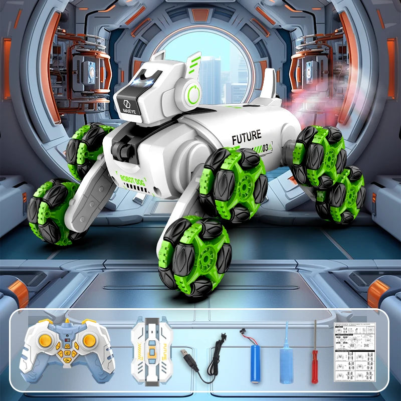 Kmoist 2 4G RC Car Robot Dog Remote Control Stunt Toy