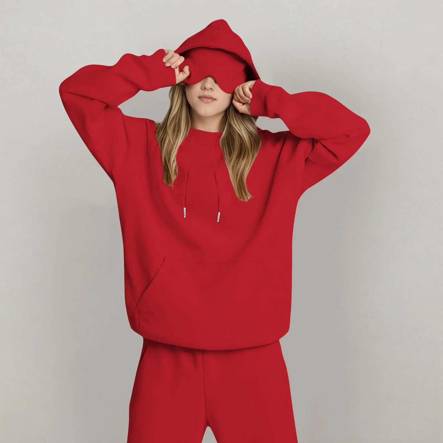 Unisex Hooded Sweatshirt With Built In Eye Mask Loose Fit