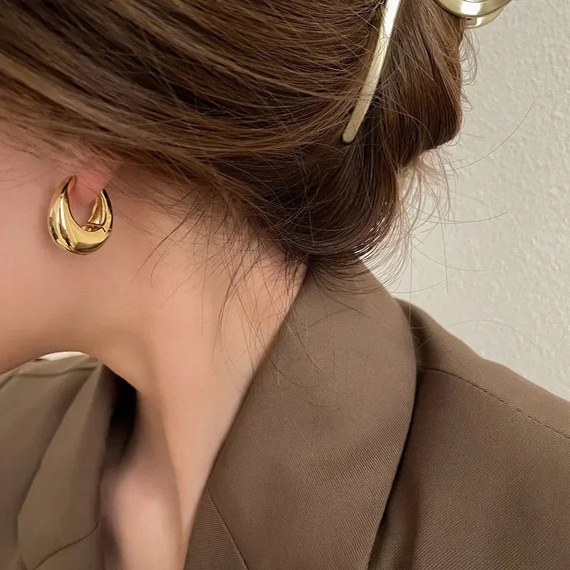CN Stainless Steel Chunky Hoop Earrings for Women Fashion