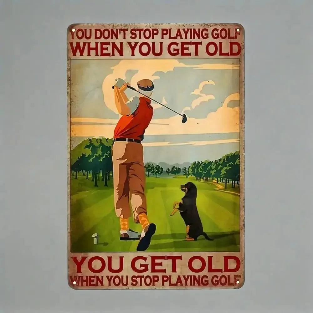 Helloyoung Golf Iron Wall Art Rustic Tin Sign