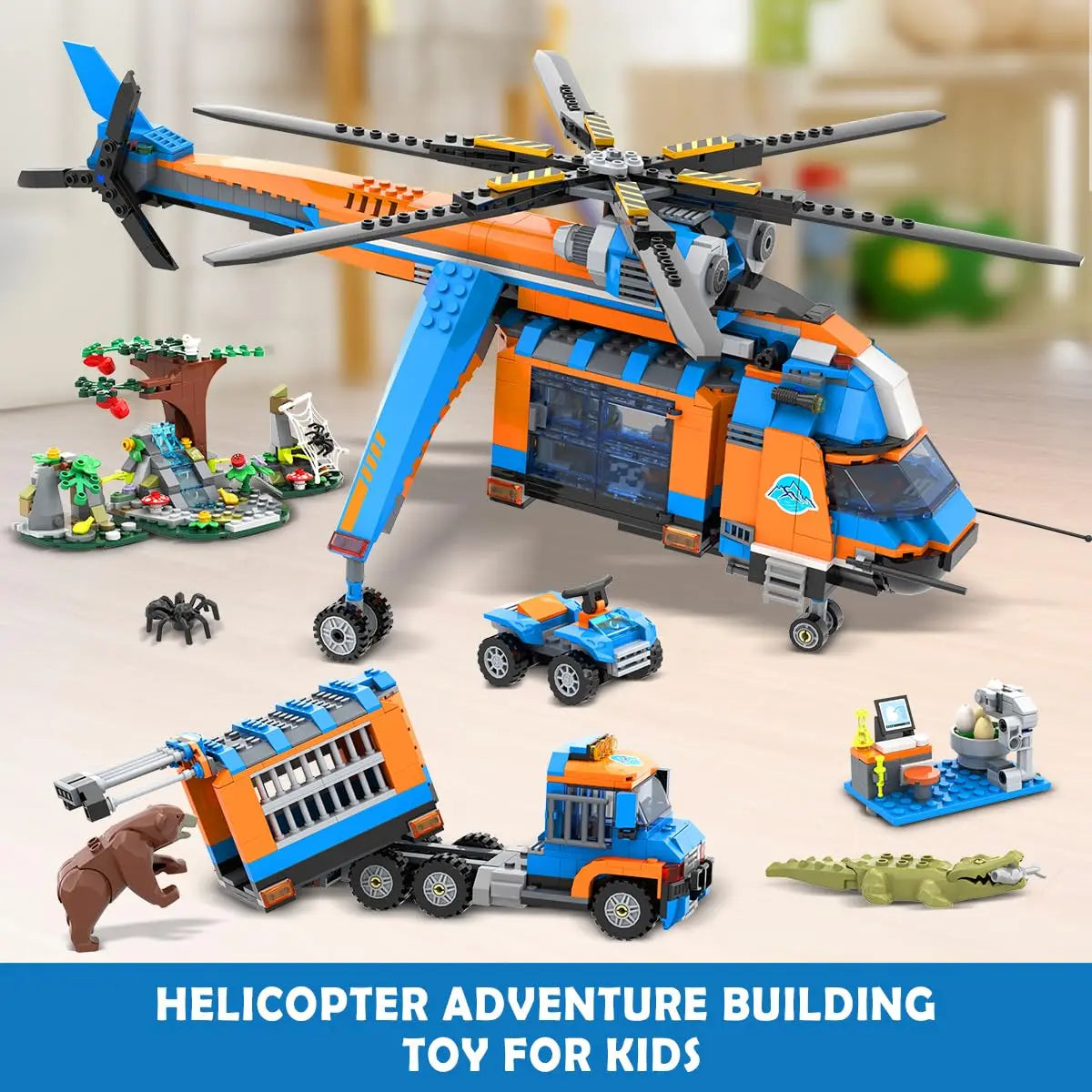 HOGOKIDS Jungle City Adventurer Helicopter Building Set