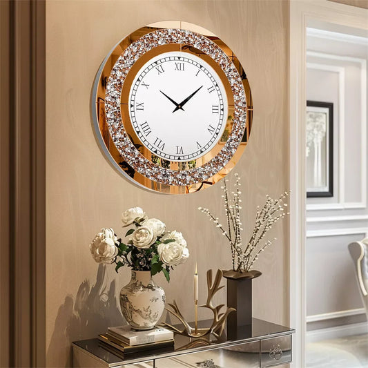 LUVODI Diamond Crystal 3D Wall Clock With Roman Numerals