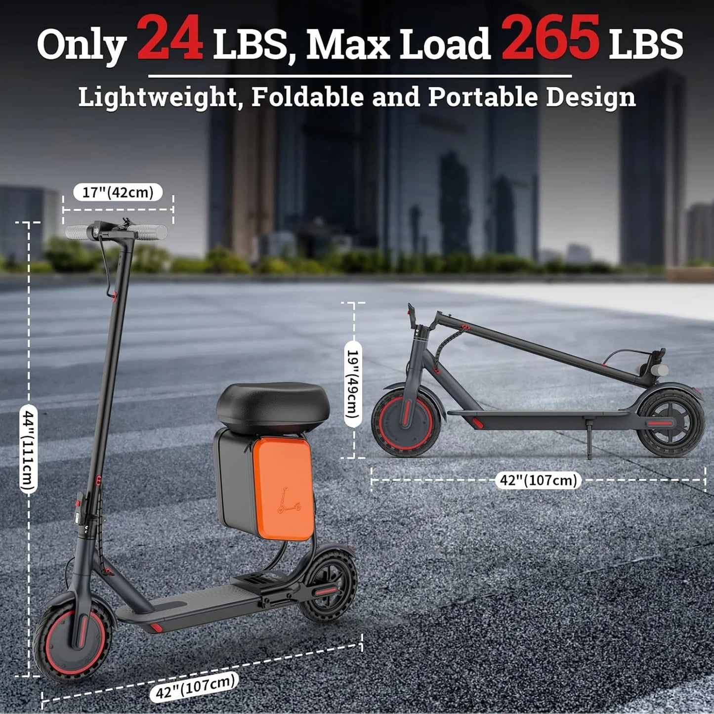 Ladped Electric Scooter 350W 36V Battery Foldable With Seat