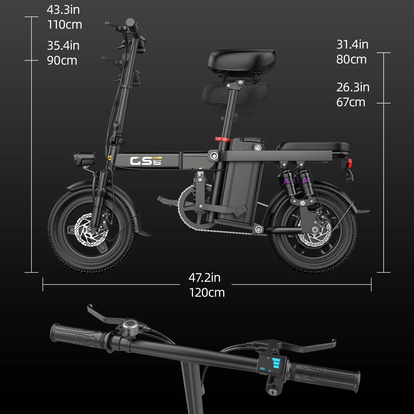 GS5 Electric Folding EBike 750W 48V Removable Battery
