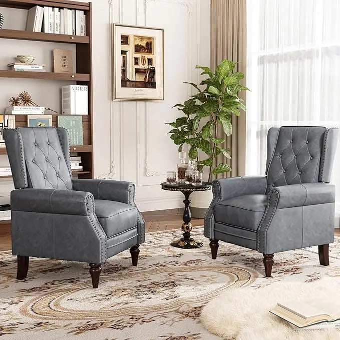 Mid Century Modern PU Leather Accent Chairs Set of 2