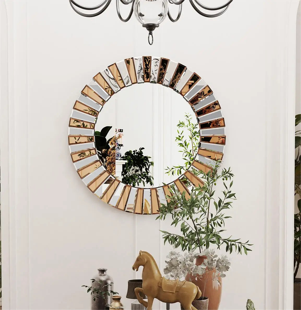 Hign Concerned Starburst Venetian Wall Accent Mirror