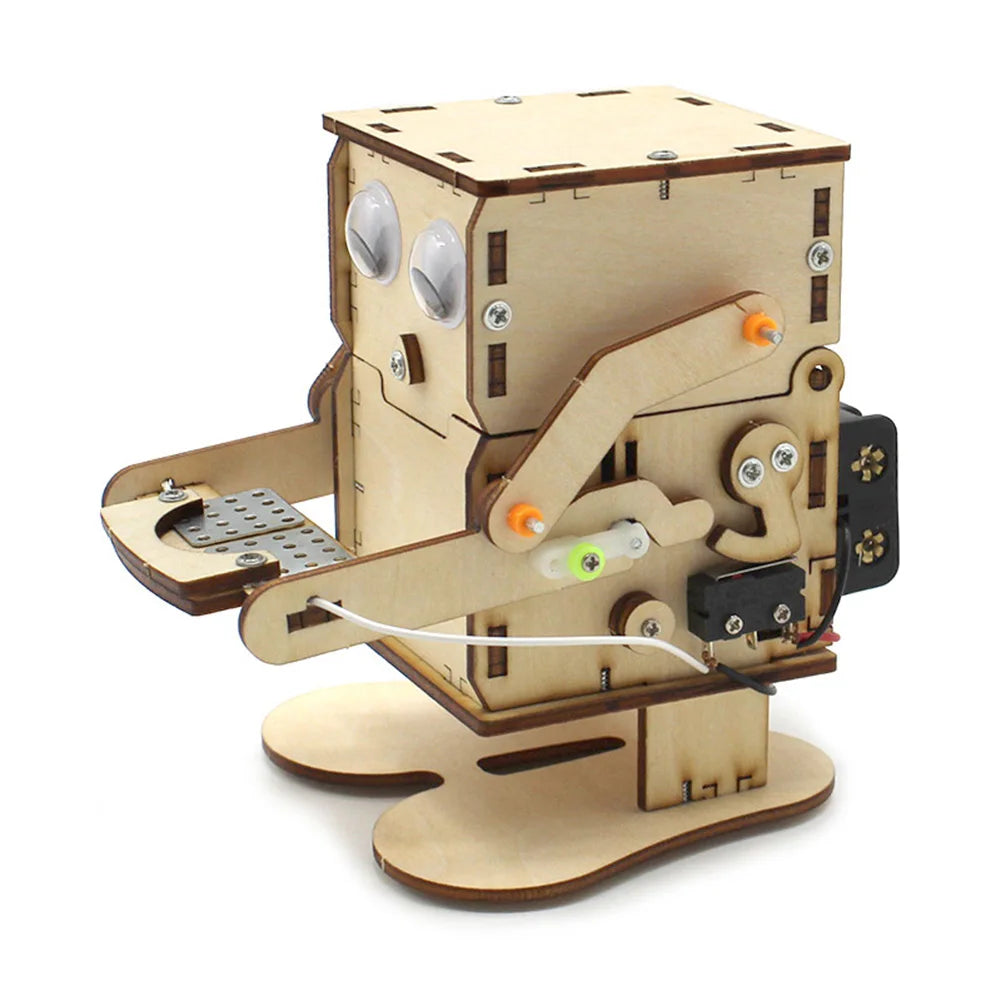 Robot Eating Coin Wood DIY STEM Kit Educational Toy