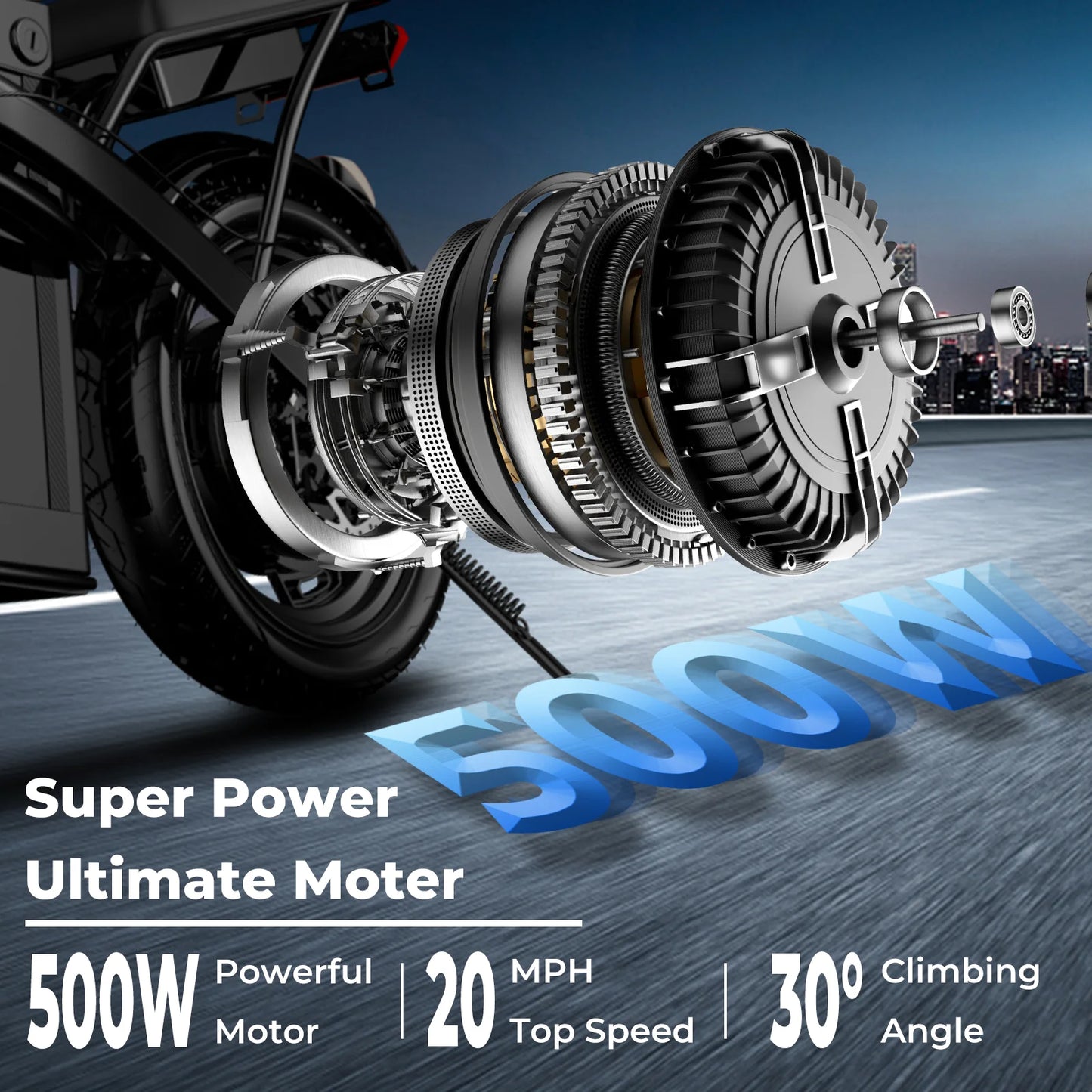 LELEKUAI Folding Electric Bike 500W 20 MPH 48V Battery