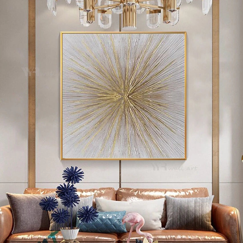 YYR Wall Art Handmade Gold Texture Canvas Oil Painting