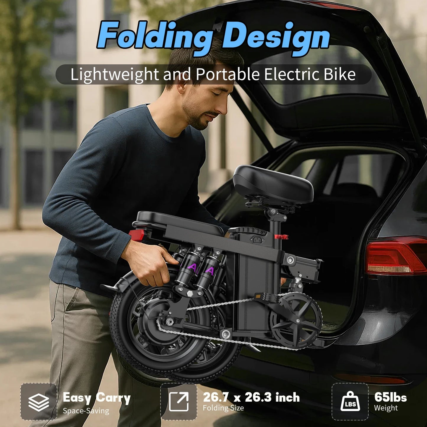 GS5 Electric Folding EBike 750W 48V Removable Battery