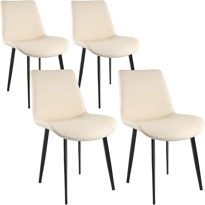 HUANZHUANG Modern PU Leather Dining Chairs With Metal Legs