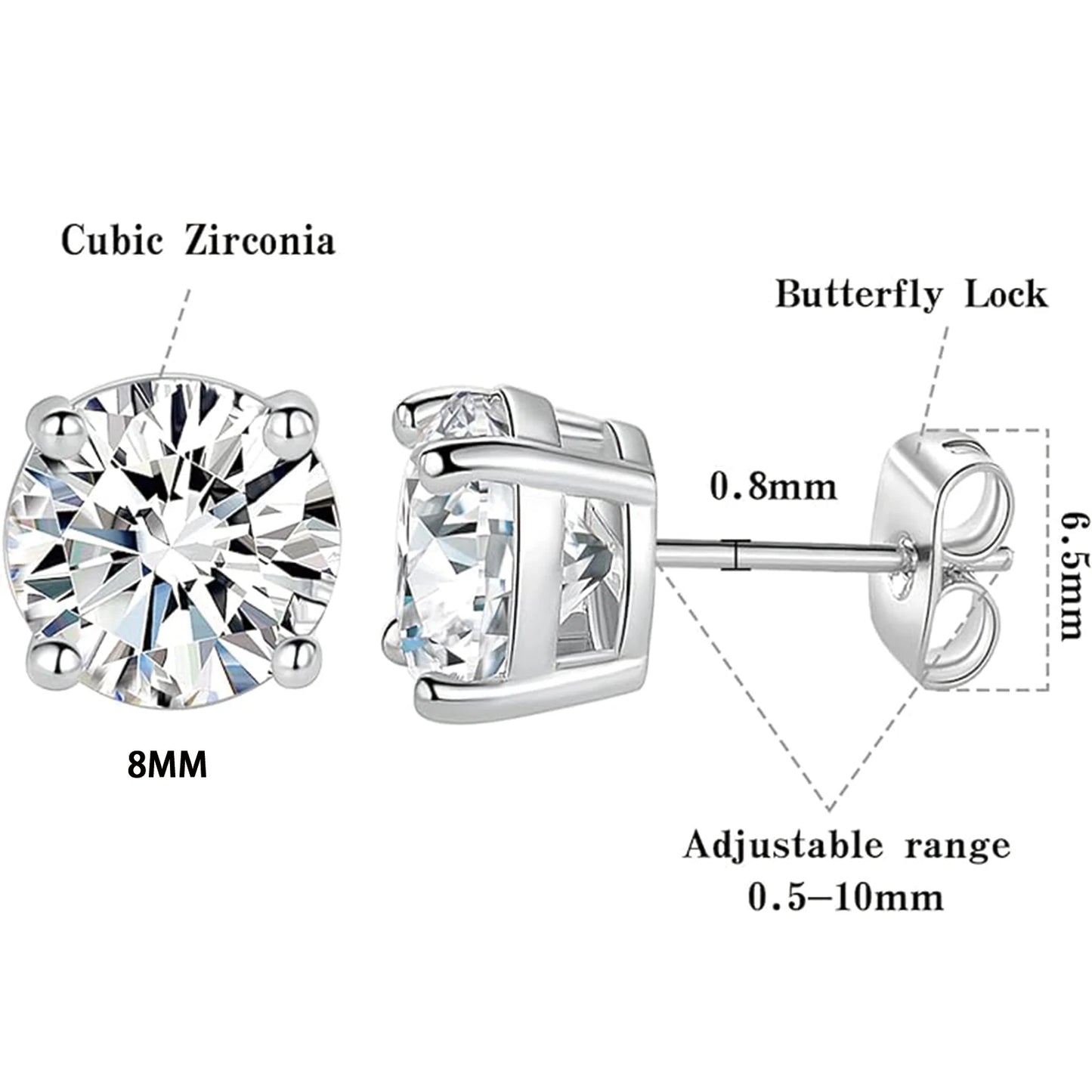 925 Sterling Silver Moissanite Stud Earrings Unisex