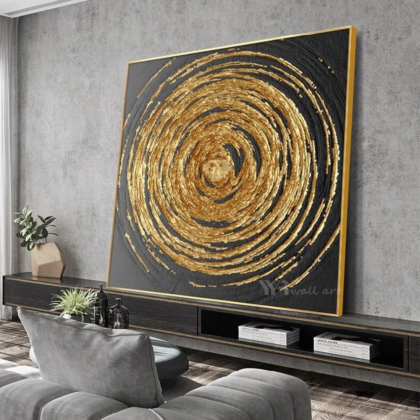 YYR Wall Art Handmade Gold Texture Canvas Oil Painting