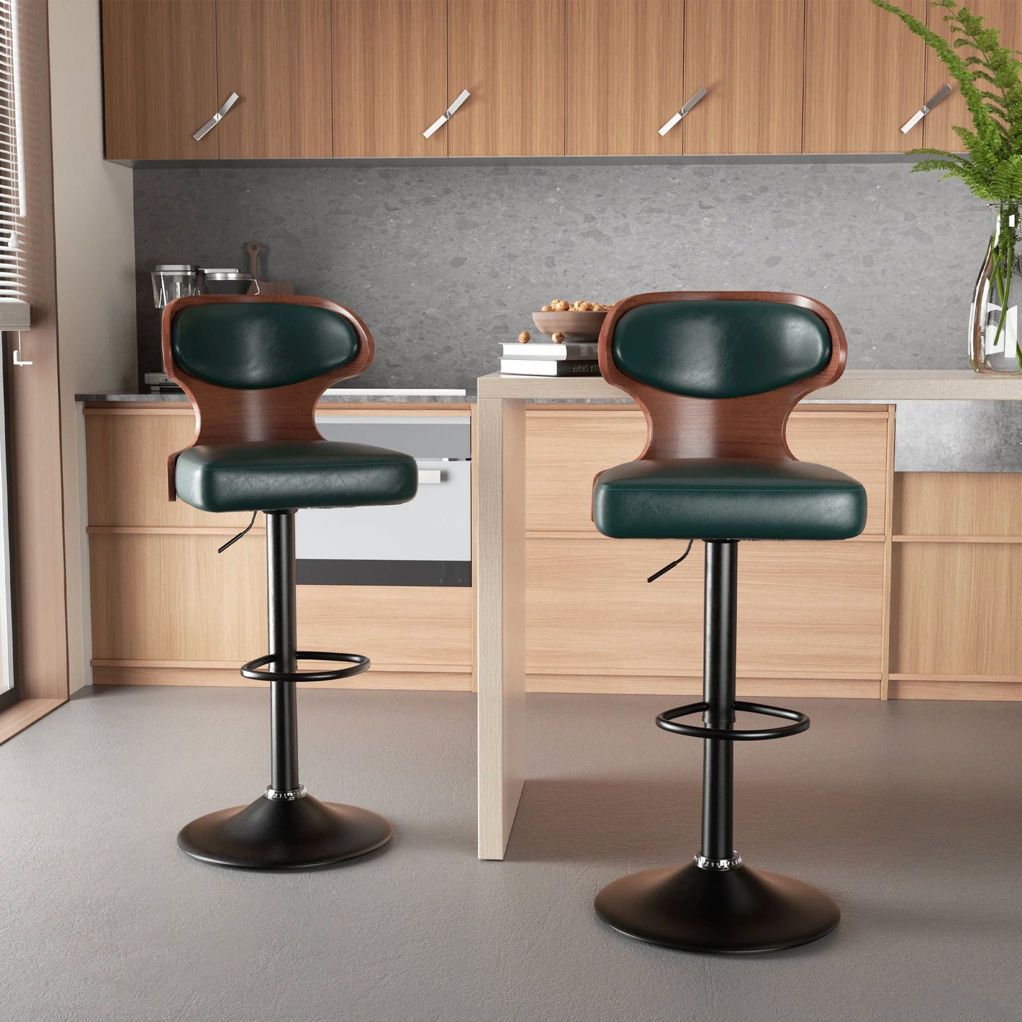 Nalupatio Bar Stool Set With Backrest And PU Leather