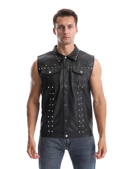 CN Zhejiang Men Punk Sleeveless Waistcoat Denim Jacket