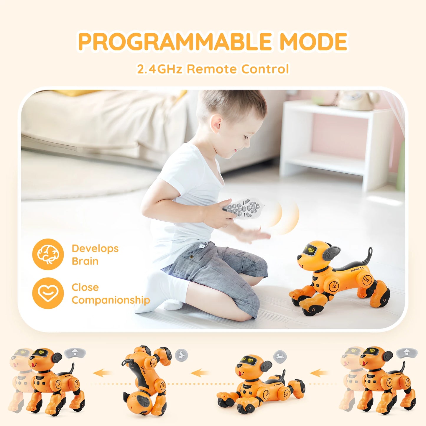 SucceBuy Remote Control Robot Dog Toy Singing Dancing Stunt
