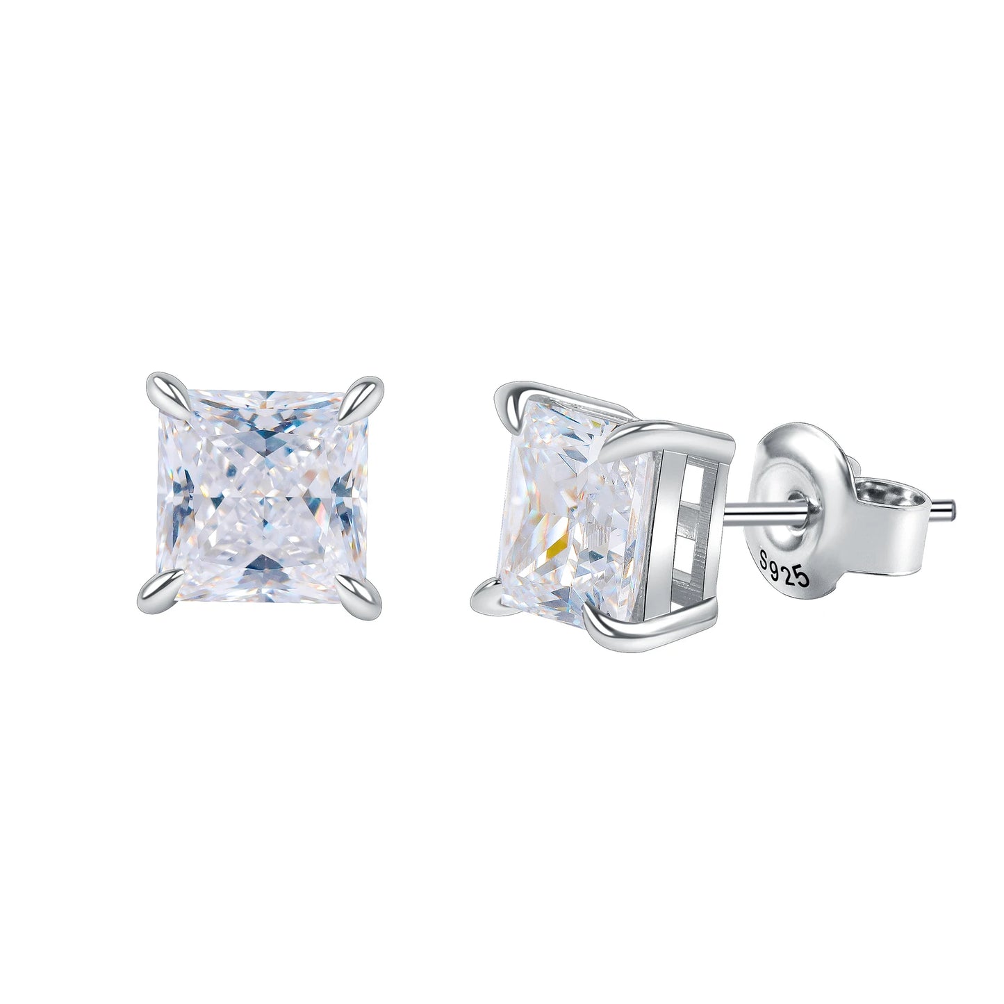 GEM'S BALLET Moissanite Stud Earrings 925 Sterling Princess