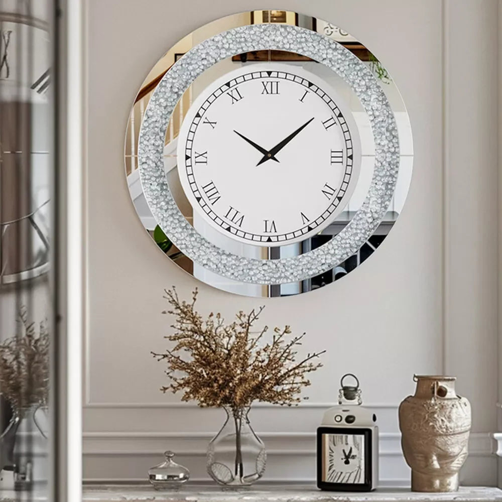 LUVODI Diamond Crystal 3D Wall Clock With Roman Numerals