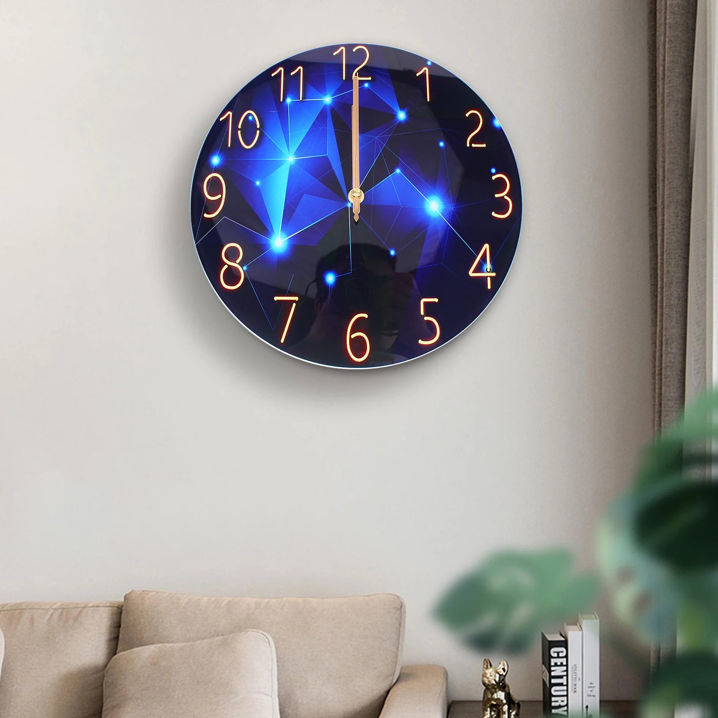 Blue Starry Glass Wall Clock by NoEnName Null