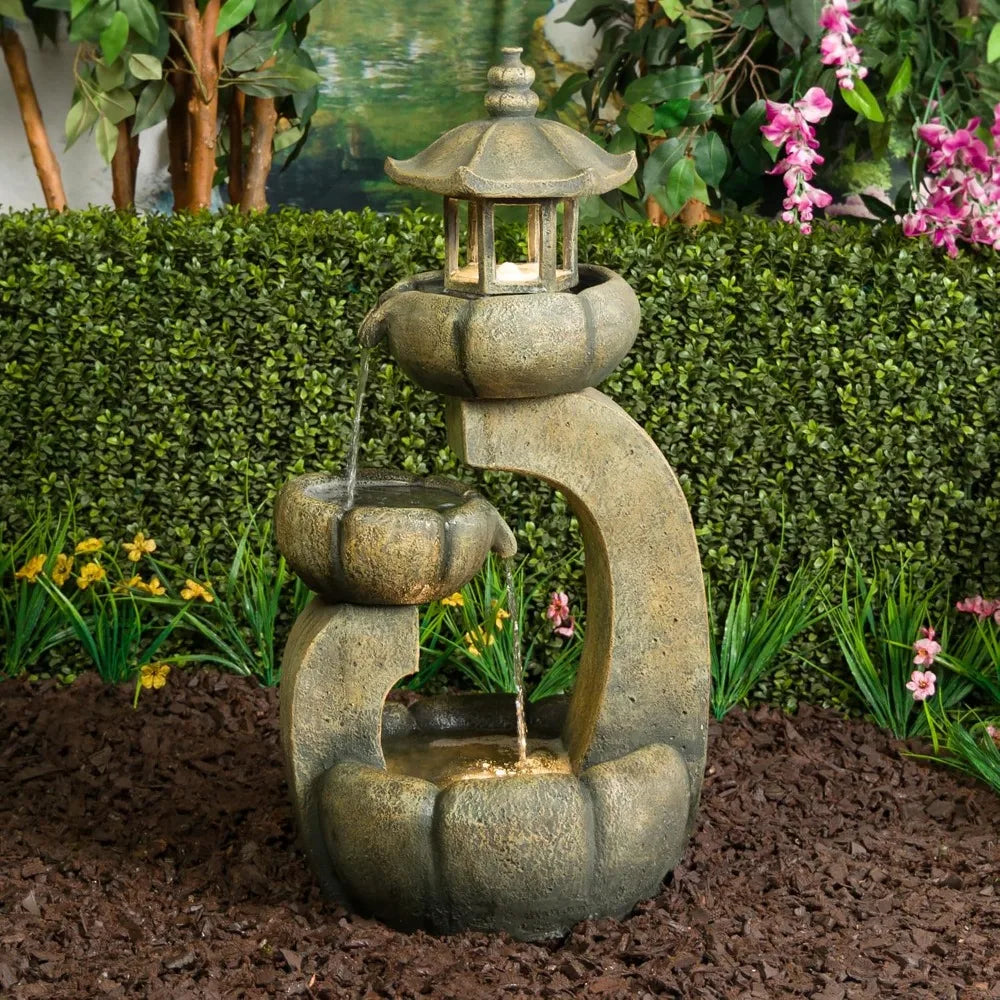 Rainforest Rock Waterfall Fountain With LED Lights