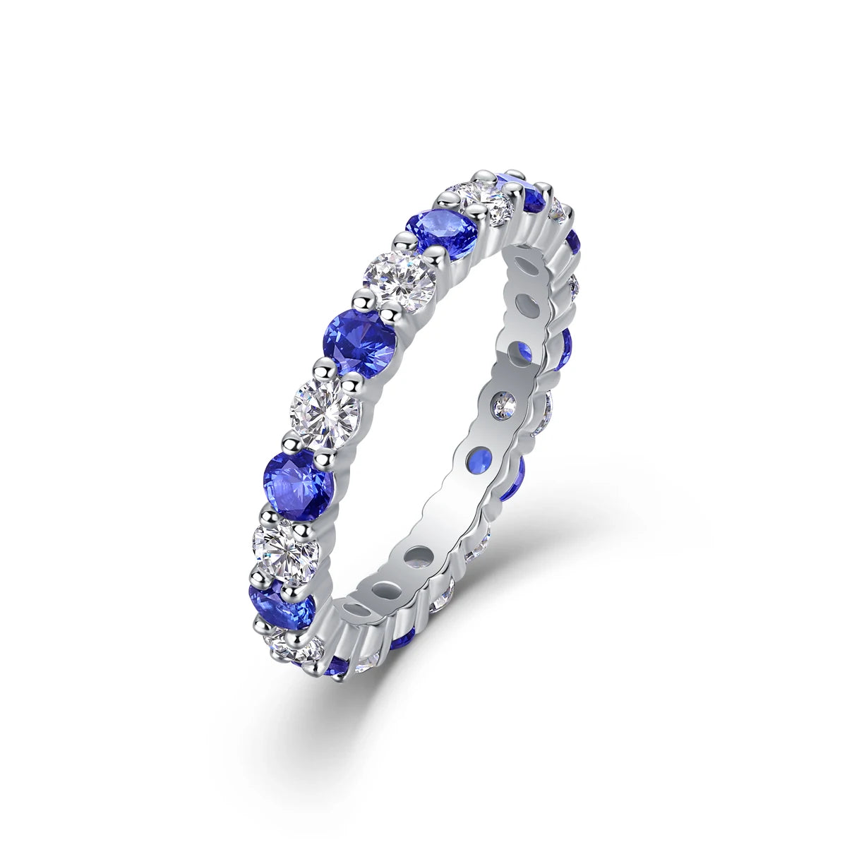 Certificate S925 Silver Moissanite And Sapphire Ring
